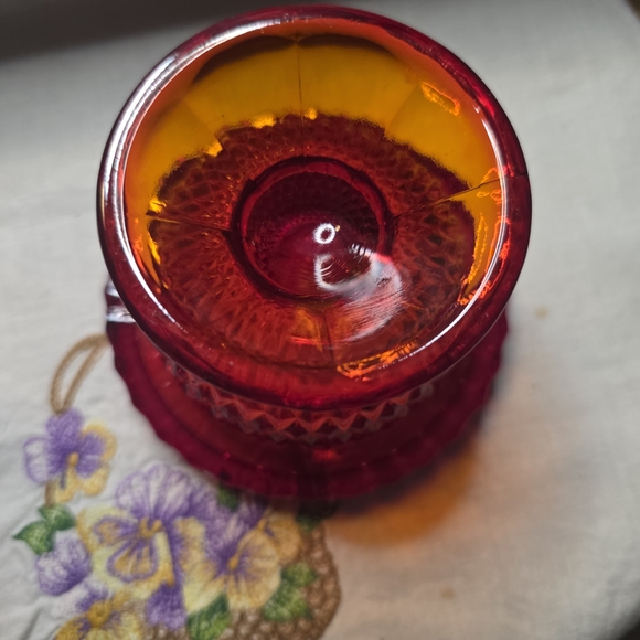 Ruby Red Diamond Point Fairy Lamp, Or A "Glimmer" lamp, produced By Viking Glass - Picture 7 of 12